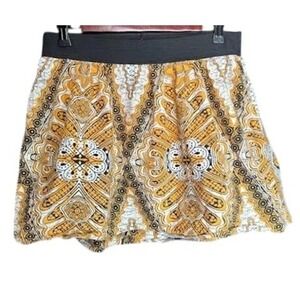 Womens Mini Skirt, Yellow White Pattern, Casual Summer Fashion